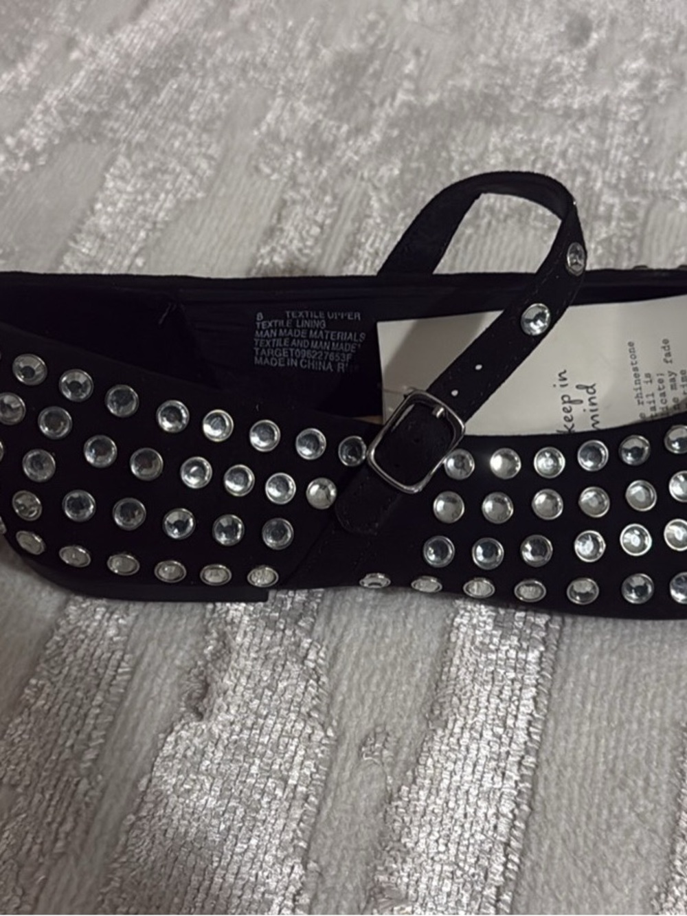 a new day Black Studded Flat Sandal with Buckle Strap